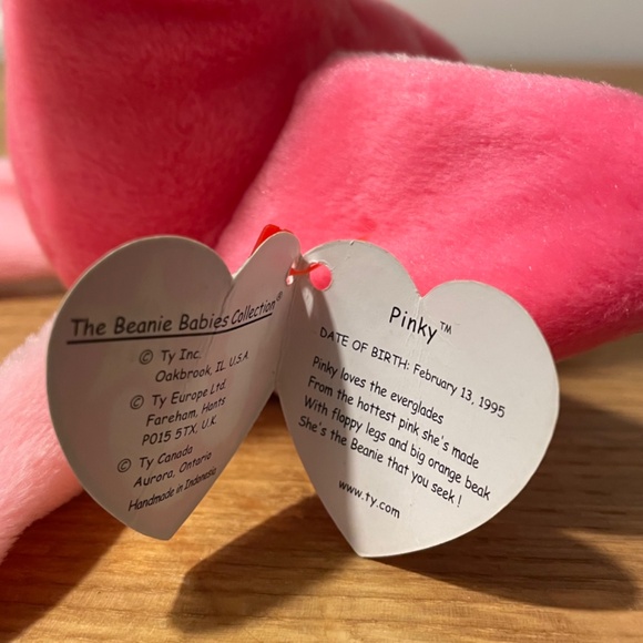 Ty Beanie Babies Pinky Flamingo Pink 1995 – New Tag Protector VINTAGE - Picture 4 of 8